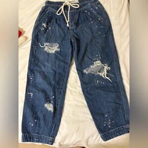 Free peopleDistressed Blue Denim baggy jeans